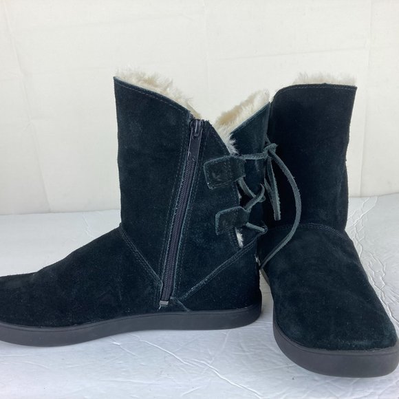 Koolaburra By UGG Womens Sz 6 Shazi Black Suede Shearling Mid Calf Boots - Picture 8 of 14